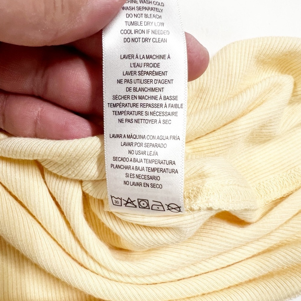 Frame Denim Womens Canary Yellow Ribeed Short Sleeve Crew Baby Tee Size XL - Picture 8 of 8